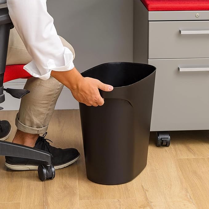 IRIS USA Small Trash Can Wastebasket with Handle 6 Gallon / 24 Quart 6-Pack for Bathroom Office Bedroom Under Sink Kitchen Garbage - Black