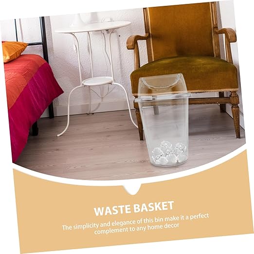 Mobestech Large Transparent Swing Lid Trash Can Sturdy Waste Basket for Home Office Kitchen and Bathroom Versatile Garbage Container for Easy Disposal