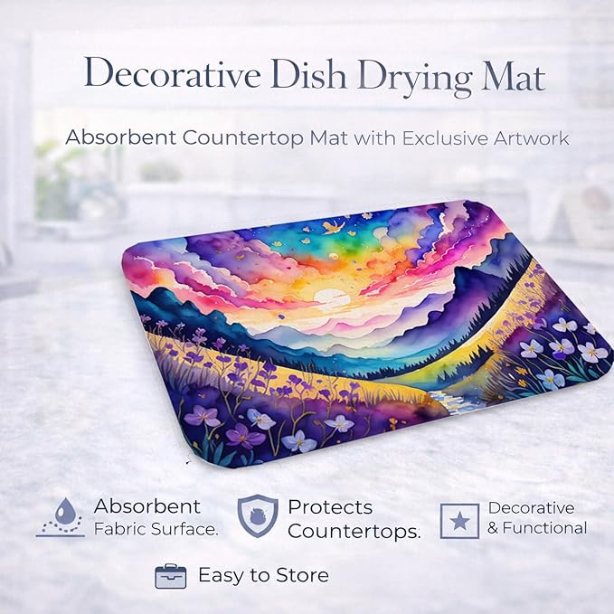 Caroline's Treasures DAC1463DDM Violets in Color Dish Drying Mat Absorbent Dish Drying Mat Pad for Kitchen Counter Dish Drainer Mat for Countertop 14 x 21 Multicolor