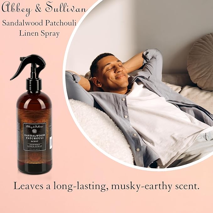 Abbey &amp Sullivan Linen Spray Sandalwood &amp Patchouli Warm and Earthy Odor Eliminating Scent Pack of 2 16 oz