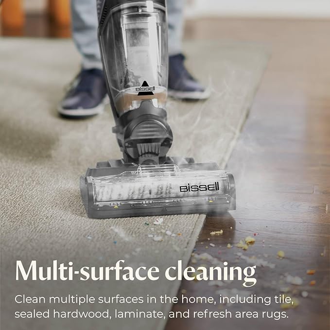 Bissell CrossWave HydroSteam Deluxe Steam Mop 3-in-1 Wet Dry Vacuum Mop with Steam Function Hard Floor Cleaner Machine with Sanitize Formula Green 3515G
