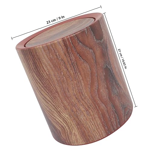 Wood Grain Step Trash Can with Lid Medium Size Bathroom and Kitchen Wastebasket Sturdy Swing Lid Garbage Bin for Home Office Bedroom Rv Use