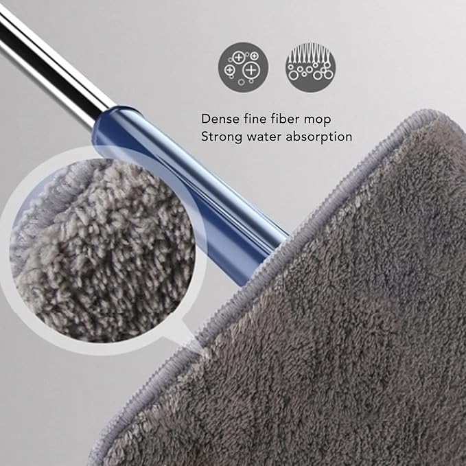 Triangular Upkeep Mop | 360 Rotating Head for Walls / Ceilings / Corners | Adjustable Long Handle 51 Inch | Superfine Fiber Pad Stainless Steel &amp ABS
