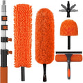 20FT Reach High Ceiling Duster Kit Window Cleaning kit with 3-12FT Extension Pole Fan Duster for Ceiling Fan Blades Microfiber Feather Duster Rotatable Window Squeegee and Cobweb Duster