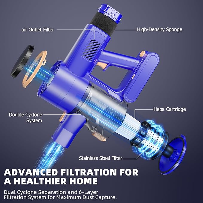 Cordless Vacuum Cleaner 180° Bendable Wand Stick Vacuum Cleaners with LED Touch Screen 8-in-1 Lightweight Rechargeable Vacuum with 1.5L Dust Cup for Home Hard Floor Low-Pile Carpet