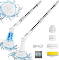 Electric Spin Scrubber Bathroom Cleaner Power Shower Cleaning Brush with Extendable Handle &amp 4 Brush Heads Shower Scrubber for Bathtub Tile Grout Kitchen Window and Floor