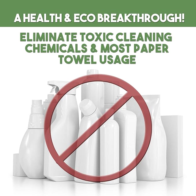 Nano Towels Cleaning Cloths - Cleans with Only Water - Wipes Away Dust Spills &amp Grime Instantly Without Chemicals Paper Or Microfiber Supplies. Kitchen Bathroom Glass 14x14” 4-Pack Green