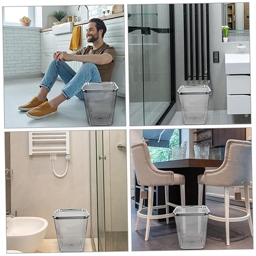 DOITOOL Large Transparent Plastic Trash Can with Press Ring PP Wastebasket for Bathroom Kitchen Office Stable Lidless Garbage Container for Home Use