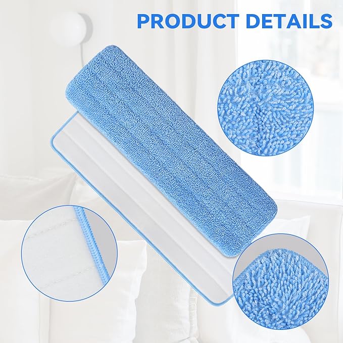 Microfiber Mop Pad for Rubbermaid Commercial 20 Inch Mop Head - 10 Pack Wet &amp Dry Commercial Cleaning Refills Reusable Mop Refills Fit for Any Microfiber Flat Mop System 18 to 21