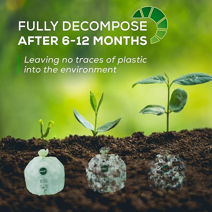 2.6 Gal (100 count) &amp 13 Gal (35 count) ANECO 100% Compostable Trash Bags Extra Thick Kitchen Compost Bags