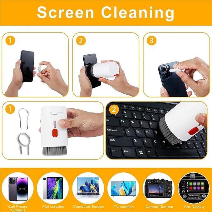 20-in-1 Cleaner Kit Keyboard Pen Screen Cleaning Tools Computer Earphones Brush Puller Multifunctional Brush Dust Remove Kit(20 in 1 White)