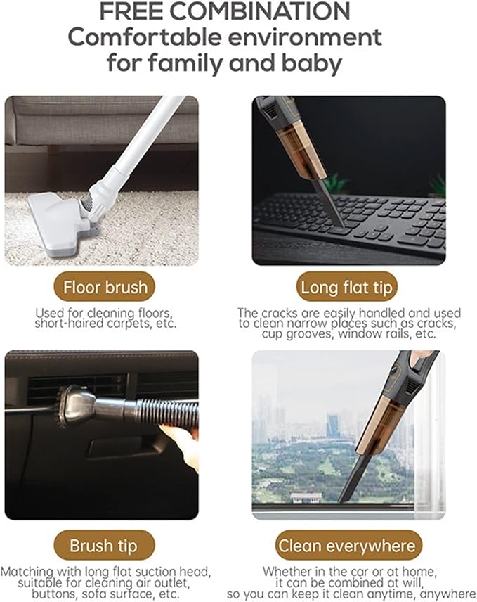 Wireless Vacuum Cordless Stick Vacuum Cleaner Vertical Handheld Wireless Home Vac for Carpet Hard Floor (Color : White)