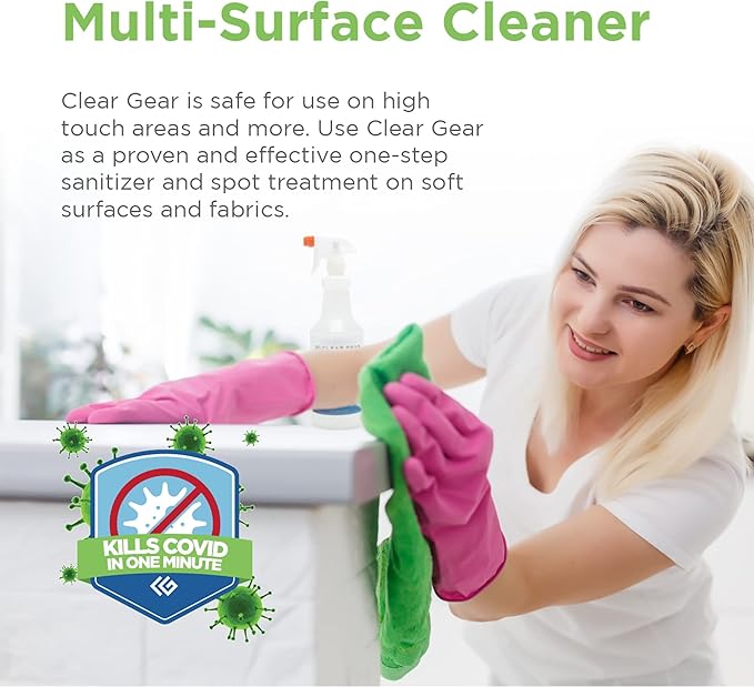 Clear Gear Gym Disinfectant Mat Cleaner and Gym Equipment Deodorizer for Sports Equipment and Fitness Centers - EPA-Registered Hospital Grade Disinfectant Made in USA - (4) 1 Gallon Bottles