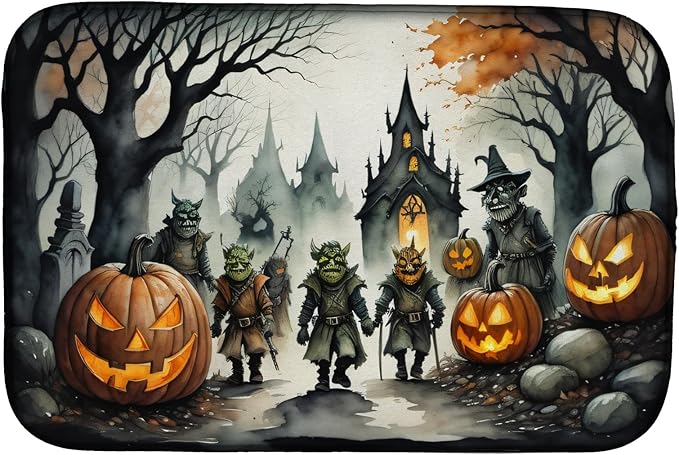Caroline's Treasures DAC2262DDM Orcs Spooky Halloween Dish Drying Mat Absorbent Dish Drying Mat Pad for Kitchen Counter Dish Drainer Mat for Countertop 14 x 21 Multicolor