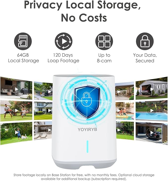 4K Security Cameras Wireless OutdoorNo Subscription Works in -14°F [2026 NEW] Solar Home Security Camera System 360° Human Tracking Color Night Vision 64GB Local Storage 5G/2.4G WiFi Easy Setup