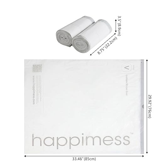 happimess HPM3000V-WHITE 100-Count 30 Gallon Drawstring Unscented Trash Can Liner for Business Home Kitchen Commercial and Industrial White (4-Rolls of 25 Liners)