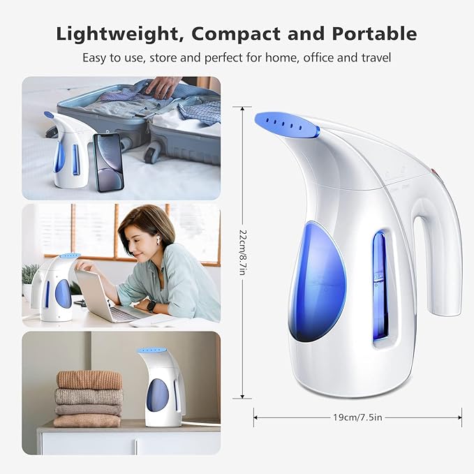HiLIFE Steamer for Clothes Portable Handheld Design 240ml Big Capacity 700W Strong Penetrating Steam Removes Wrinkle for Home Office and Travel(ONLY FOR 120V) (Ocean Blue)