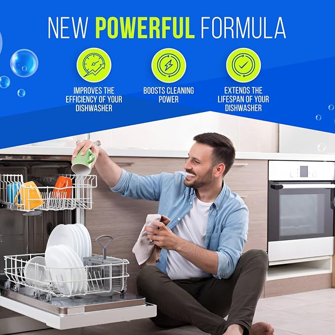 Dishwasher Cleaner &amp deodorizer Tablets 26-Pack and Coffee Machine Descaler Cleaner Tablets 24-Pack Removes hard water and Limescale Compatible with All Coffee Makers and Dishwashers