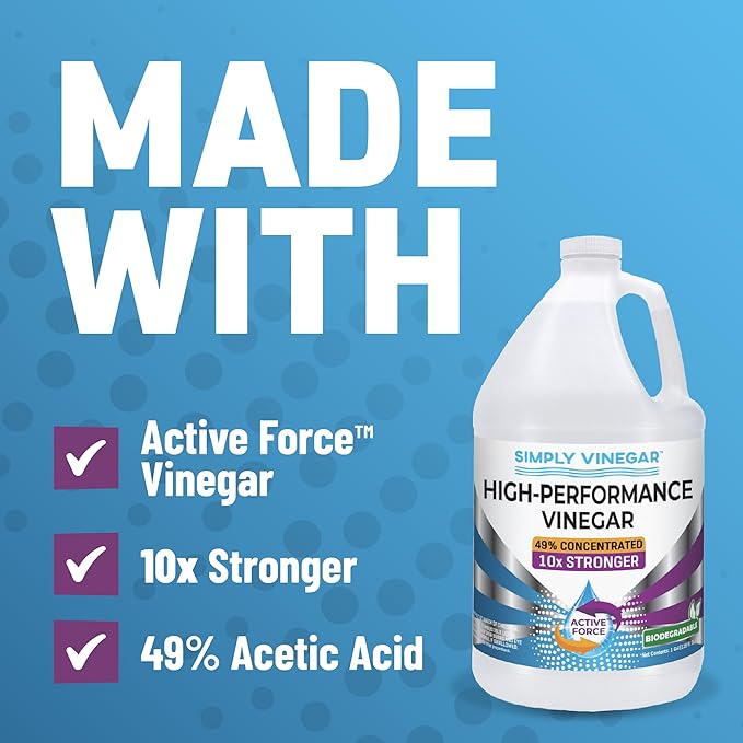 Industrial Strength 49% Vinegar – High-Performance Concentrated Cleaner for Home Garden Driveways &amp More – Biodegradable &amp Bleach-Free (Not for Food Use) - 1 Gallon (128 oz)