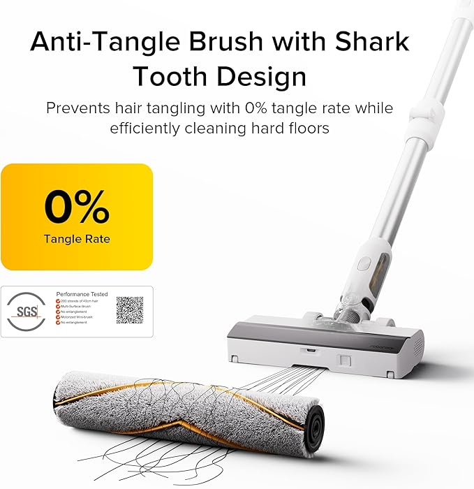 roborock H60 Cordless Stick Vacuum Cleaner 115AW Suction Power 60-Min Runtime 90° Bendable Tube Dust-Revealing LED Anti-Tangle Cordless Vacuum Cleaners for Home Carpets Hard Floors &amp Pet Ha