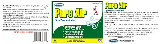 ComStar Pure Air Liquid 1 Gallon Odor Neutralizer Fast-Acting Long-Lasting Scent Eliminates Unwanted Odors from HVACR Systems Freshens Air in Homes Offices &amp Vehicles (60-221)