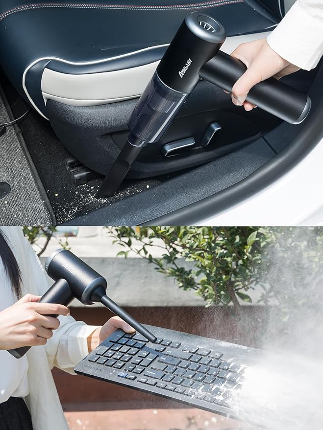 aokway Car Vacuum Portable Cordless 15000PA Powerful Suction 7500mAh 4-in-1 High Power Mini Vacuum Cleaner for Car Home PC Keyboard Desk Cleaning Small Handheld Rechargeable (Black)