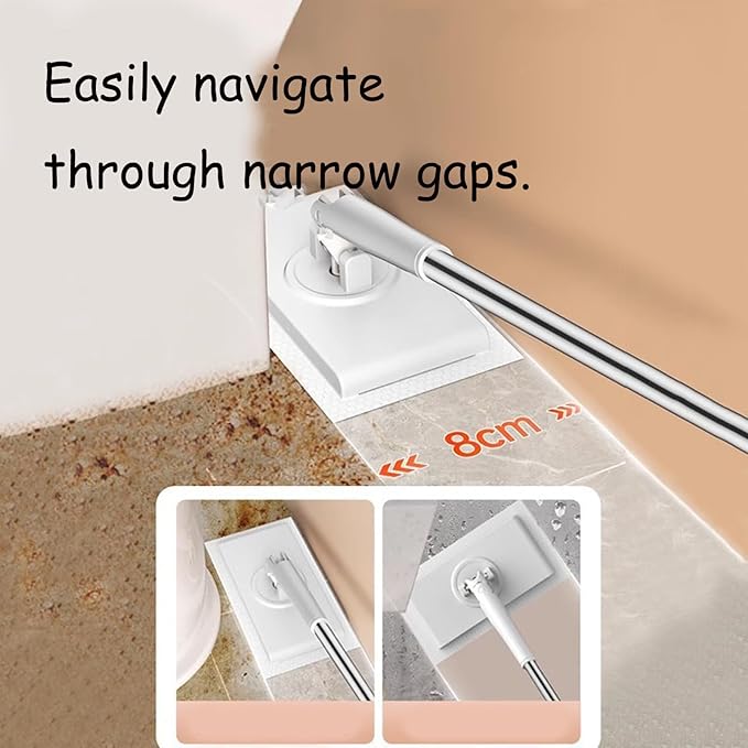 Lazy Mop Snap Grip Mini Mop Automatic Cloth Clip and No Wash Mops Reusable Clip Mopping Stick Disposable Dust Mop with 4 Reusable Cloths Zero Touch Mini Mopping for Wall Door Window (Purple)