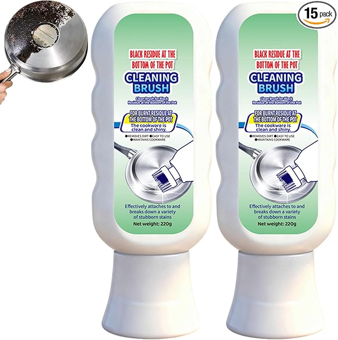 Pot Bottom Black Stain Cleaning Brush Black Cleaning Film for Pot Bottom Powerful Burnt Residue Remover Paste for Cookware Stainless Steel Cookware Cleaner Paste Kit with Shovel &amp Gloves (2pcs)