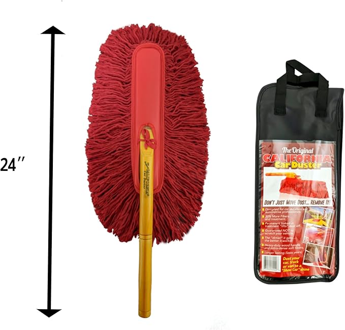 California Car Duster 62442 Standard Car Duster with Wooden HandleRed