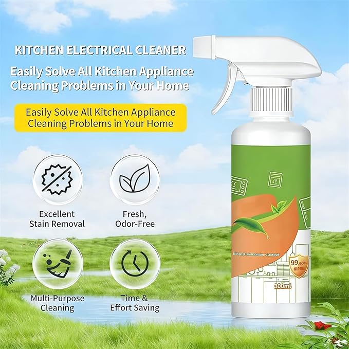 Electrolyzed Ion Kitchen Cleaner Spray Natural Enzyme Multi-purpose Household and Kitchen Cleaning Spray for Hold Stove Range Hood (300ML-2PCS)