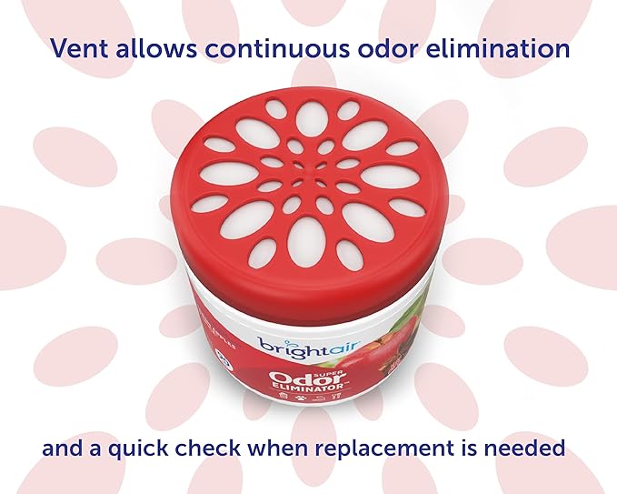 Bright Air 14 oz. Super Odor Eliminator for Medium-Size Spaces Fresh Apples &amp Spice Scent Case of 6 Lasts Up to 90 Days Each