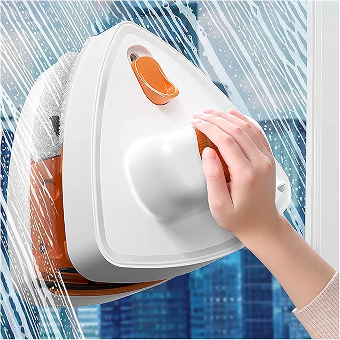 Magnetic Window Cleaner Double-Sided Magnetic Window Cleaner Glass Cleaning Brush Glass Wiper Household Cleaning Tools with Anti-Falling Rope for High-Rise Double Glazed Window 5-25mm Thickness