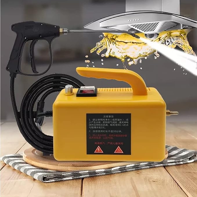 2600w Handheld Steam Cleaner3.5 Bar High Temperature Cleaning Machine with 2.5m Steam Pipe/Wet&ampDry Adjustable/2 Brushes/2 Copper Brushes-for Cooker HoodAir ConditionerSofaWindowsillYellow