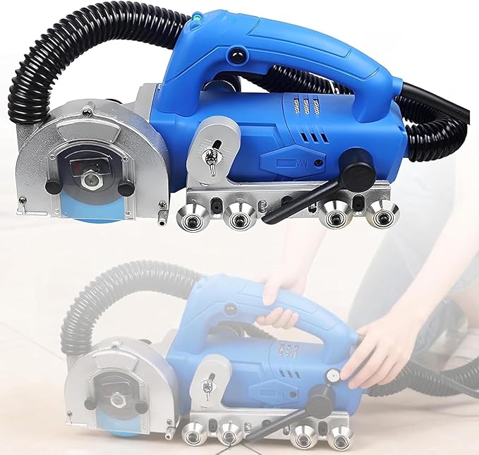 Automatic Grout Cleaner 1200W - Electric Tile Joint Cleaning Machine With Integrated Vacuum 9000r/min Includes Saw Blades Professional Grade For Grout Removal(220V1.7mm)