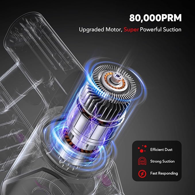 Cordless Vacuum Cleaner Rechargeable with 2600mAh Detachable Battery Powerful Vacuums with 2 Adjustable Modes Lightweight Portable Stick Vacuum for Home (Afterglow Red)