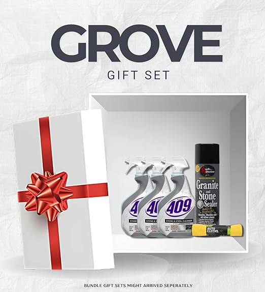 3x Formula 409 Multi-Surface Cleaner 32 oz Spray + Granite Sealer Bundle with Microfiber Towel – Cleans Seals &amp Protects Stone and Steel Surfaces – Gift Set (5 Items)