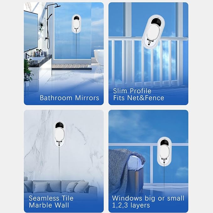 Intelligent Window Cleaning Robot Vacuum Cleaner with Remote Control &amp 4M Extension Cable 20min Power Failure Protection 10 Wipes+Spray Function for Home Glass Cleaning
