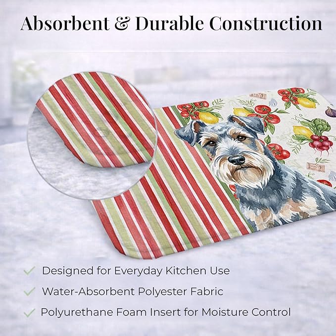 Caroline's Treasures Blue Lakeland Terrier Vegetables Dish Drying Mat Absorbent Dish Drying Mat Pad for Kitchen Counter Dish Drainer Mat for Countertop 14 x 21 Multicolor