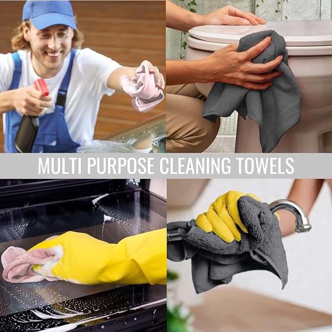 Multi-Purpose Cleaner 2X Concentrated Faboluso Value Pack 210 FL OZ Makes 1.64 Gallons Bundle with Premium Microfiber Cleaning Cloth Roll 75 Sheets (Pink)