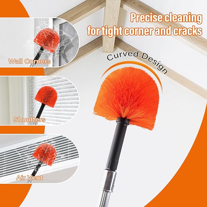 30FT Reach Cobweb Duster with Extension PoleSpider Web Brush for Cleaning with 5-24FT Telescoping Pole5-Stage Lightweight &amp Sturdy Telescopic Web Cobweb Duster Pole for Outdoor Indoor Use