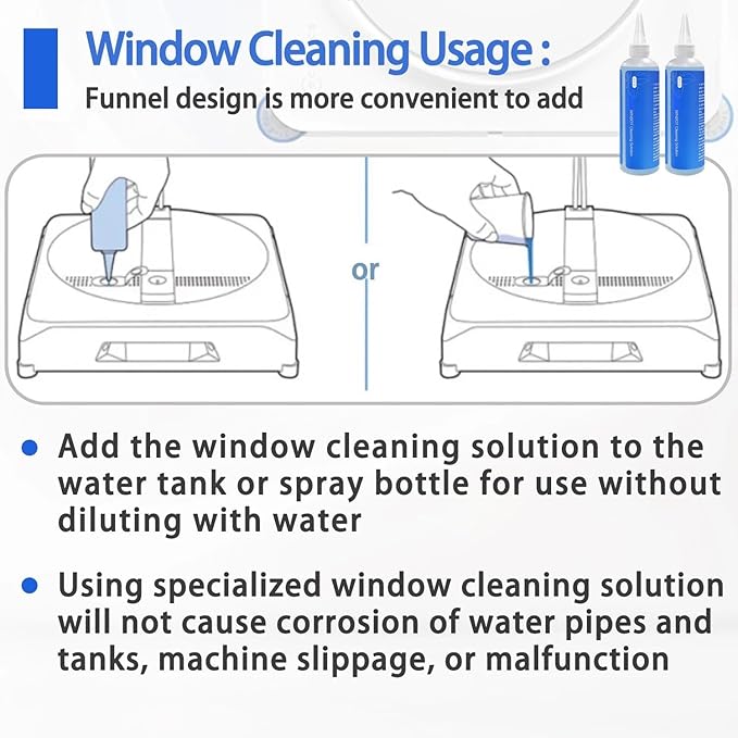 230ml Window Cleaning Solution - Compatible with Ecovacs Winbot W2 Omni/W2 Pro Omni/W2 Pro/W1/W1 Pro/W1s/Mini Robot Cleansing Fluid &amp Agent(5pcs)