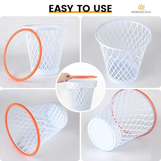 MORNING SUN 3PCS Basketball Wastebaskets Basketball Trash Can for Boys Room Decor 4.5 Gallon WastebasketBasketball HoopBasketball Holder DisplayGarbage CanBasketball Themed Gift Wastebasket