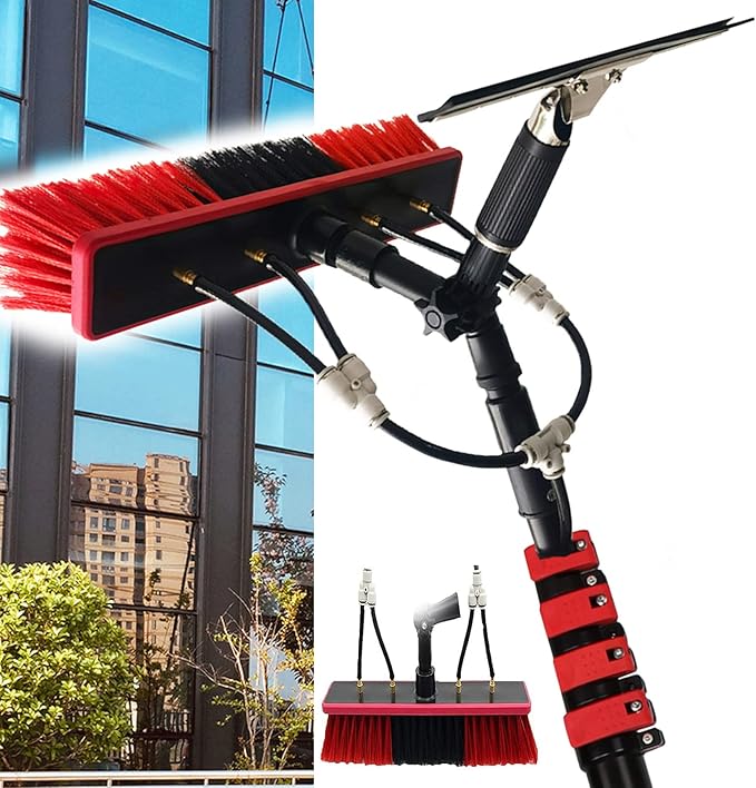 3.6M-10.8M Window Cleaning Pole Window Cleaner Kit Water/Hose Fed Pole Cleaning Photovoltaic and Solar Panels24FT/7.2M