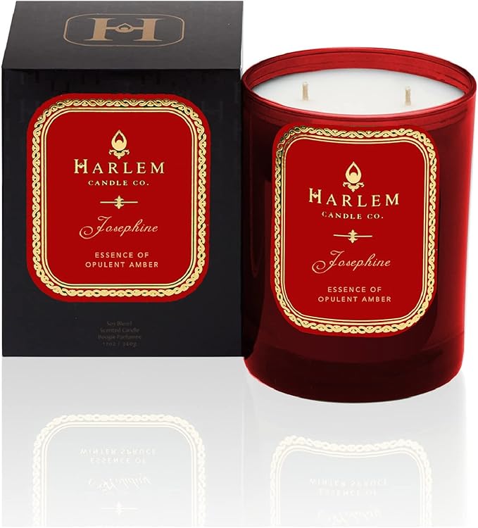 HARLEM CANDLE CO. Josephine - Luxury Scented Soy Candle 11 oz - 80-Hour Burn Time | Rose Jasmine Warm Amber Tonka Bean and Sandalwood | Scented Candles for Women