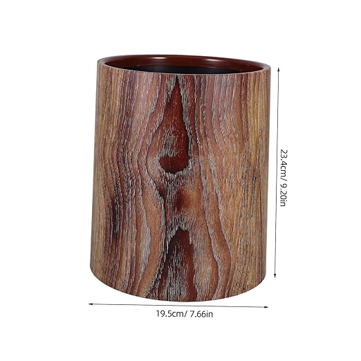 Wood Pattern Trash Can Vintage Style Wastebasket Without Lid for Kitchen Bathroom Home Office