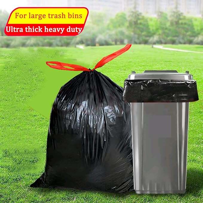 Thick Heavy Duty Plastic 20-30 Gallon Drawstring Trash BagsFit 212328 Gal trash can for tall kitchen Home Office outdoor courtyard 31x35 Inches (21 Gallon Drawstring Trash Bags)