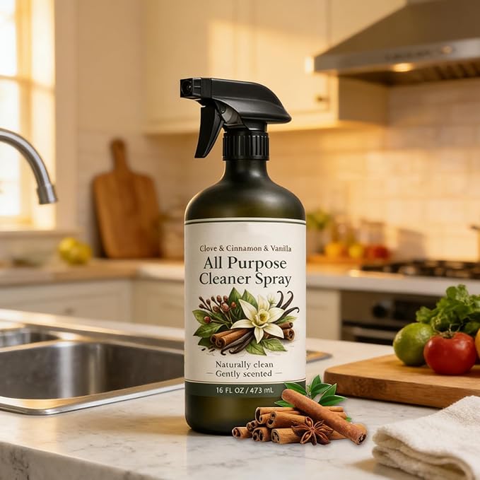 Powerful Cleaning Spray Stain Remover Solution 475ml Bottle with Scented Formula Kitchen Counter Cleaner All-Purpose Spray with Build Cleaning Sprayer for Stainless Steel and Bathroom
