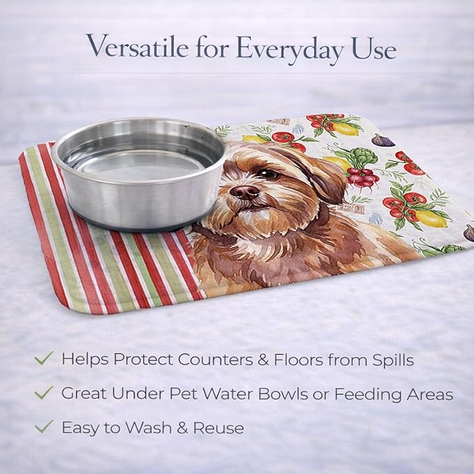 Caroline's Treasures Liver Shih Tzu Vegetables Dish Drying Mat Absorbent Dish Drying Mat Pad for Kitchen Counter Dish Drainer Mat for Countertop 14 x 21 Multicolor