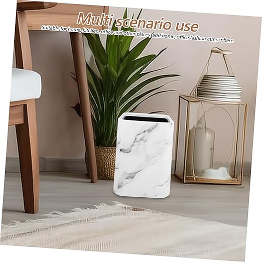 OUNONA Marble Wastebasket Double Layer Trash Can Without Lid for Kitchen and Bathroom Decorative Trash Bin for Home Office Sleek Design