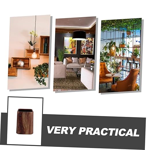 ABOOFAN Wood Grain Plastic Trash Can Spacious Double Wastebasket for Office Living Room Kitchen and Bathroom Stylish Faux Concealed Trash Bag Construction